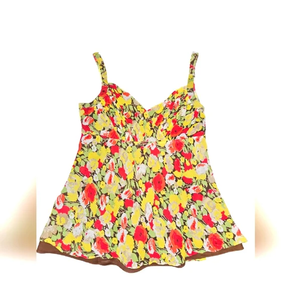 Anne Klein Floral & Brown Camisole Blouse Size XL - Picture 1 of 5